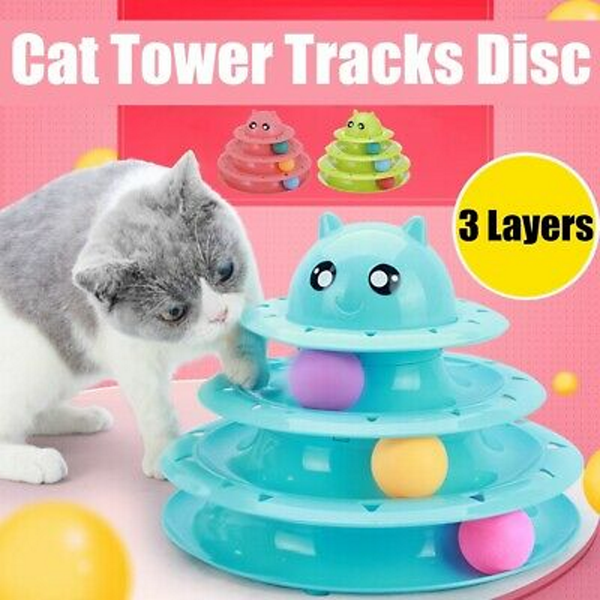 Triple Disk Cat Toy Tower