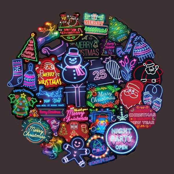 Merry Christmas Neon Stickers