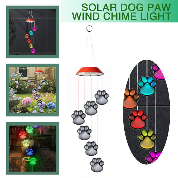 Paw Prints Solar Wind Chime