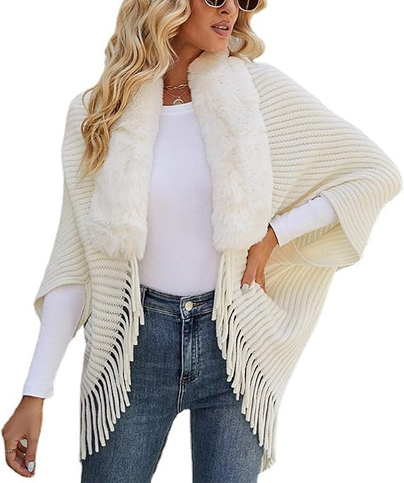 Fringe Fur Collar Shawl